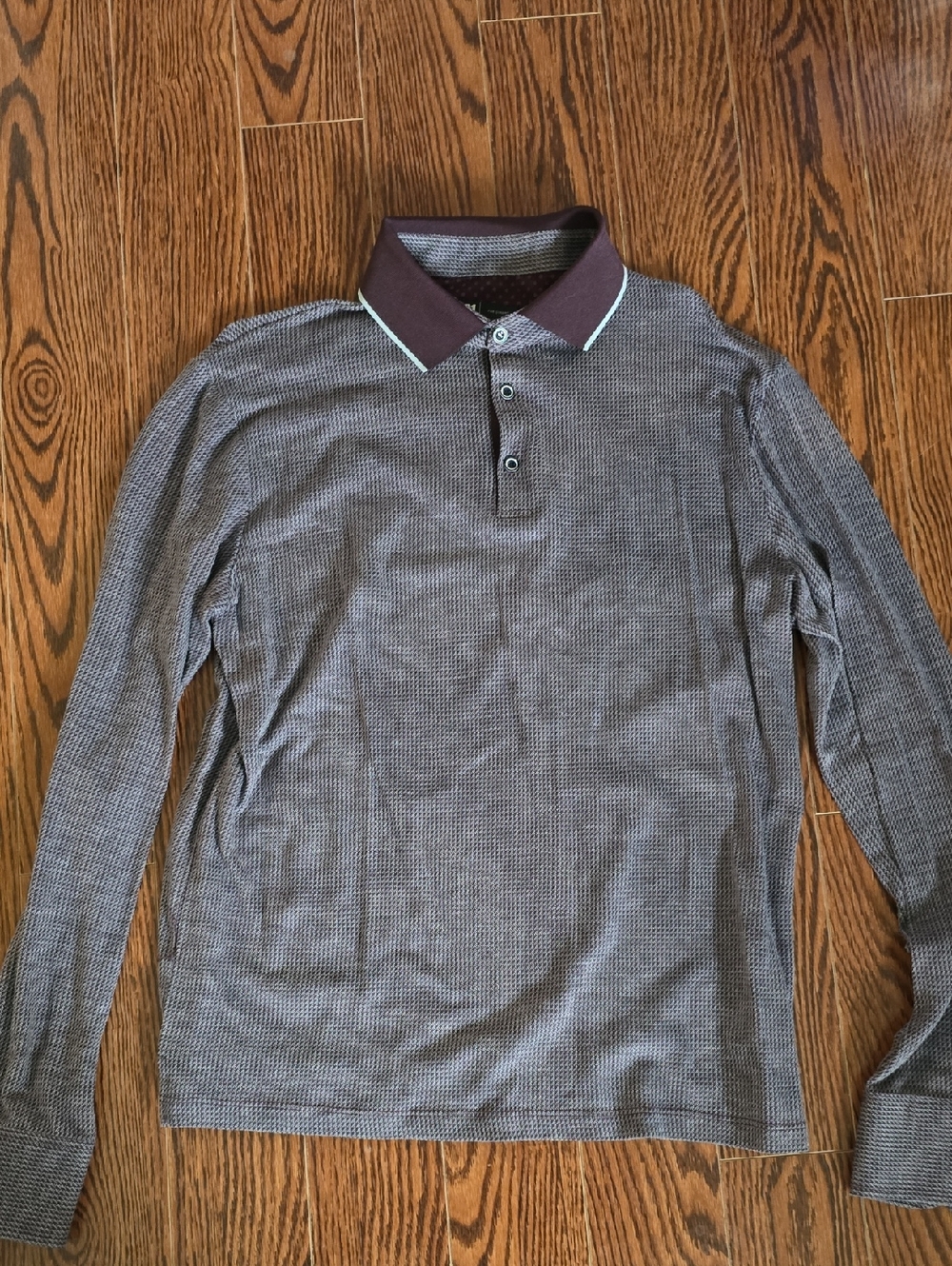 Men's Long-Sleeve Polo Shirt in Brown Heather